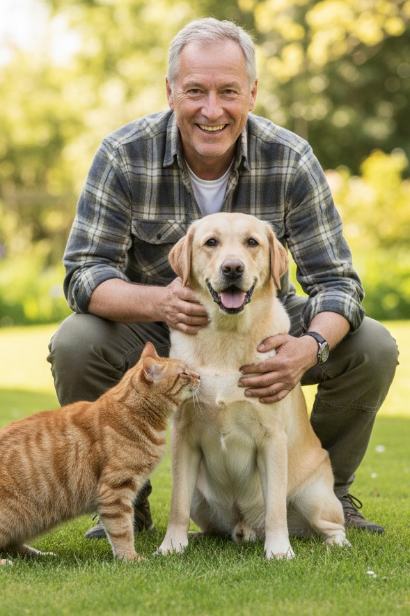 George with his pets